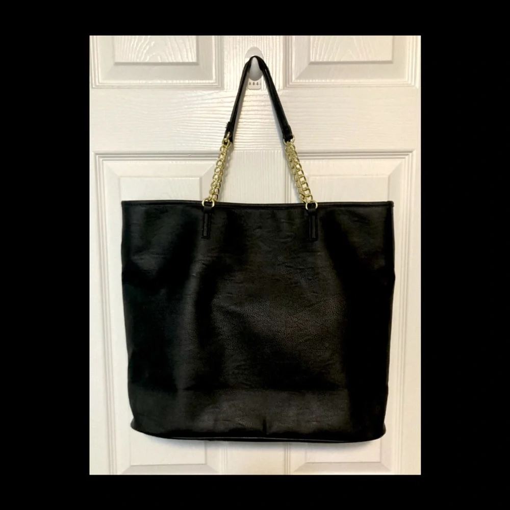 Betsy Johnson Large Black Studded Pins Tote w/ Small Crossbody. NWT! - Picture 4 of 16